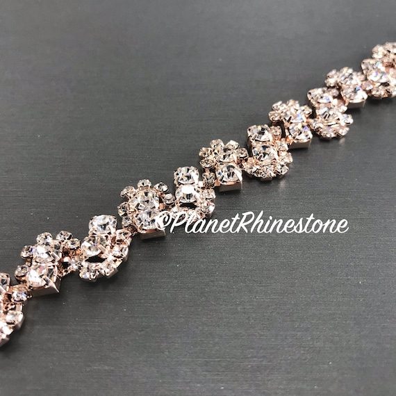 Rose Gold Rhinestone Trim #T-7