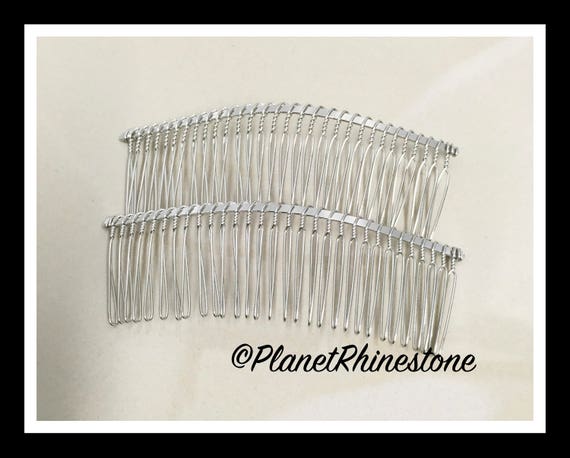 Two Silver 4.5" Hair Combs - DIY HAIR COMB - Metal Hair Combs - Bridal Veil Comb - Hair Fascinators - Hair accessories