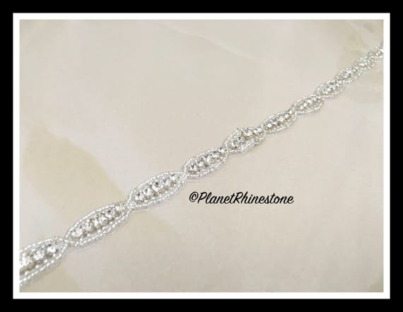 1 Yard-Rhinestone Bridal Iron-0n Trim (Swarovski Shine) #I-22
