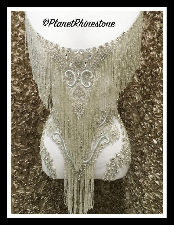 Waterfall dangling bodice applique #F023