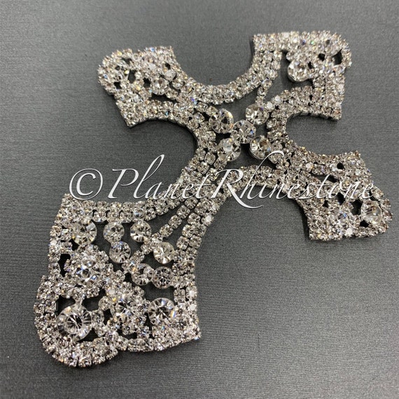 Silver Rhinestone Cross - Medium #CR-2