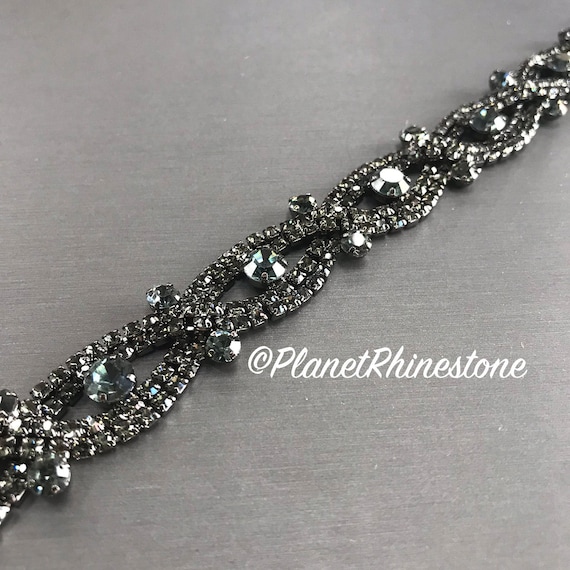Black Braided Crystal Trim #T-B