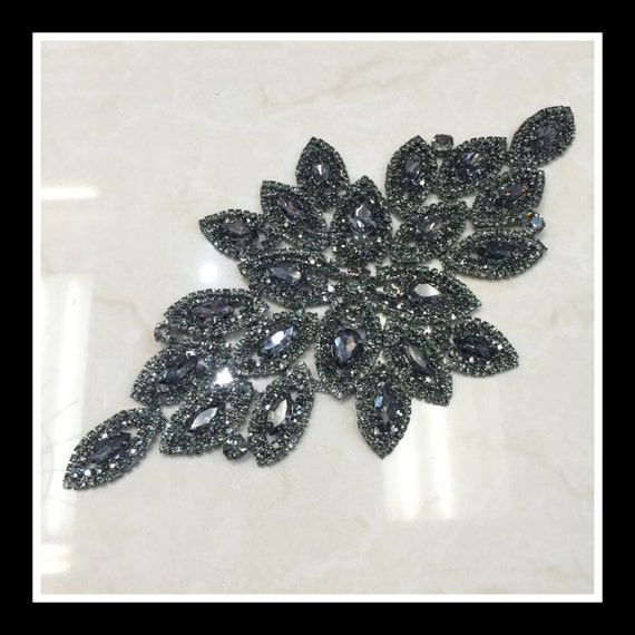 large Rose Gold Rhinestone Bridal applique/ Swarovski applique shine (Silver, Gold, Rose Gold, Ab) #0111