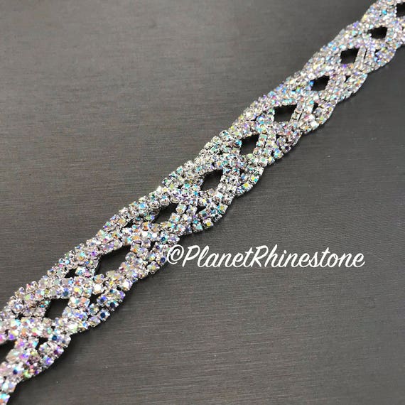 Aurora Borealis (AB) Braided Crystal Trim #T-A