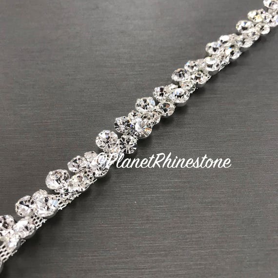 Silver Thin Bridal Rhinestone Trim #0136