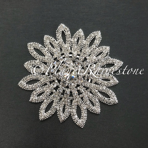 Silver Sunflower Crystal Applique #AS-18