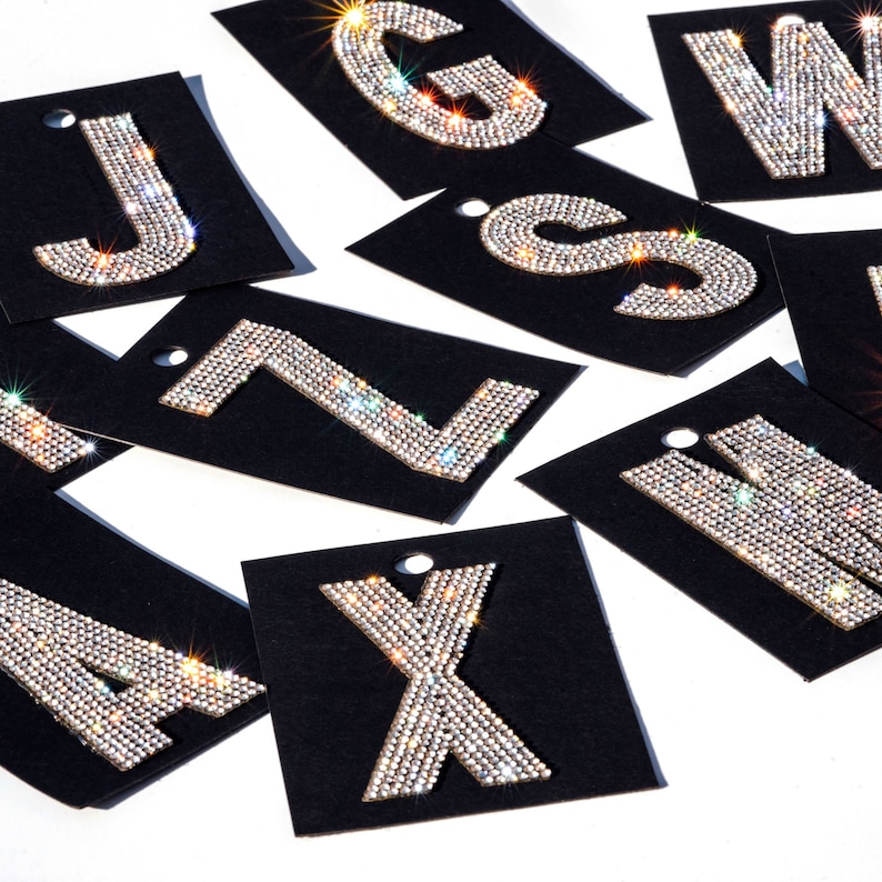 3 Rhinestone Iron on Letters Crystal Letter Patch Etsy