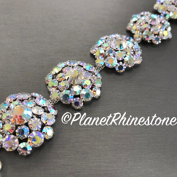 Aurora Borealis (AB) Large Flower Rhinestone Trim #T-6