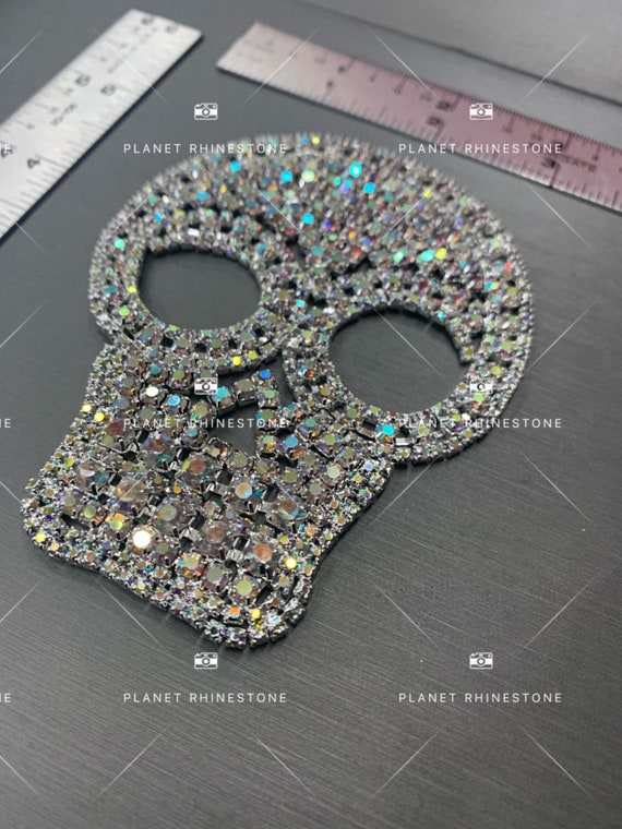 skull AB rhinestone applique