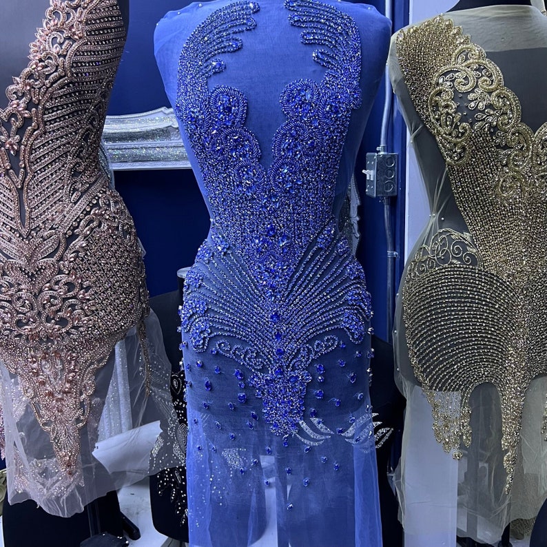 Mandy Rhinestone Bodice Applique Rhinestone Embroidery Panel Etsy