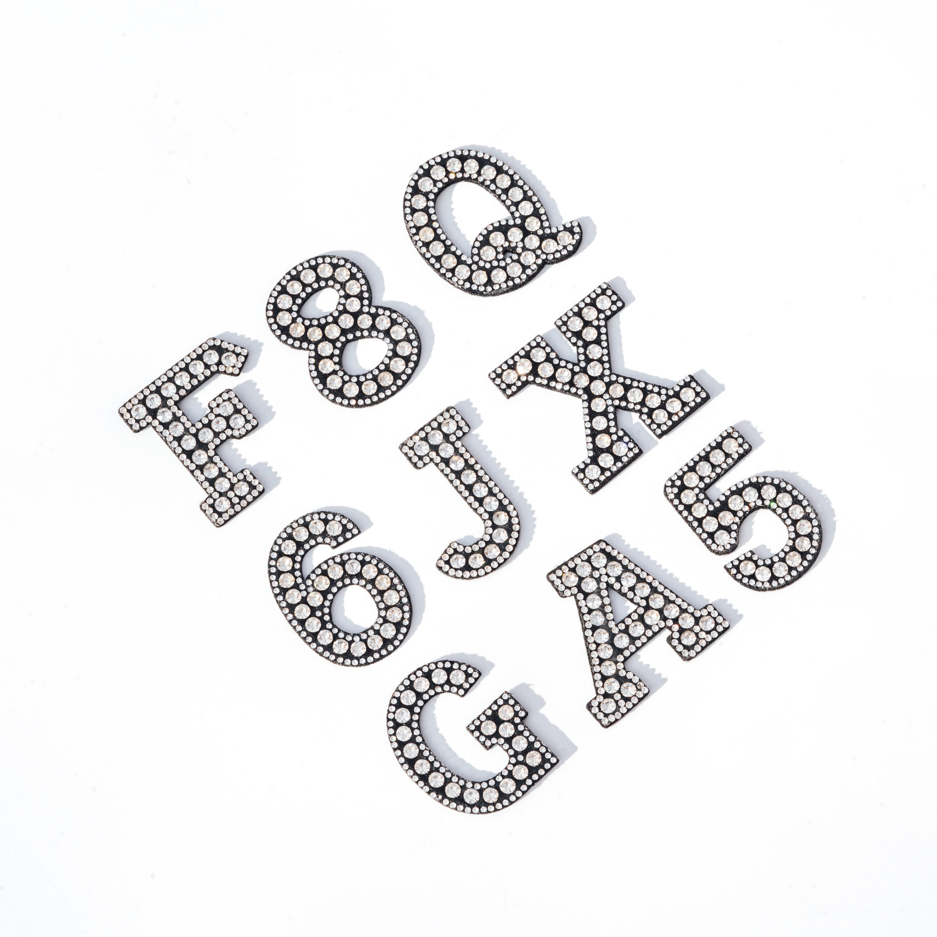 2 AB Iron on Rhinestone Letters Crystal Alphabet Patches 