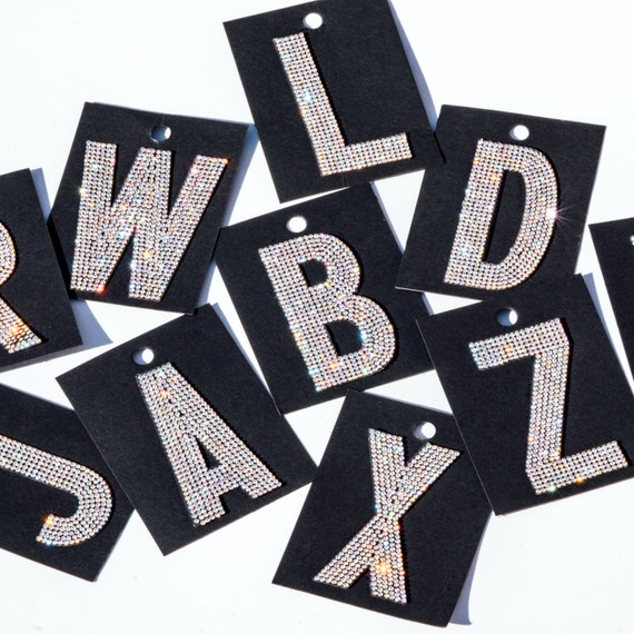 Rhinestone Iron-On Letters, Crystal Letter Patches