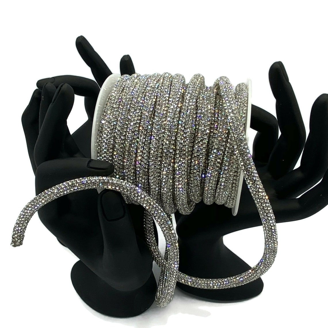 Rhinestone String Rhinestone Cord Silver Black Rose Etsy