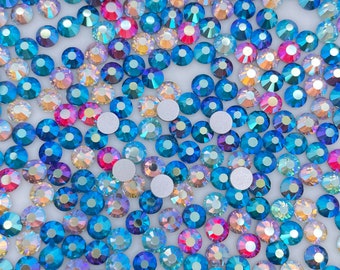 Mix AB Crystal Glass Flatback Rhinestones 1440Pcs SS6 SS10 SS12 SS16 SS20 SS30