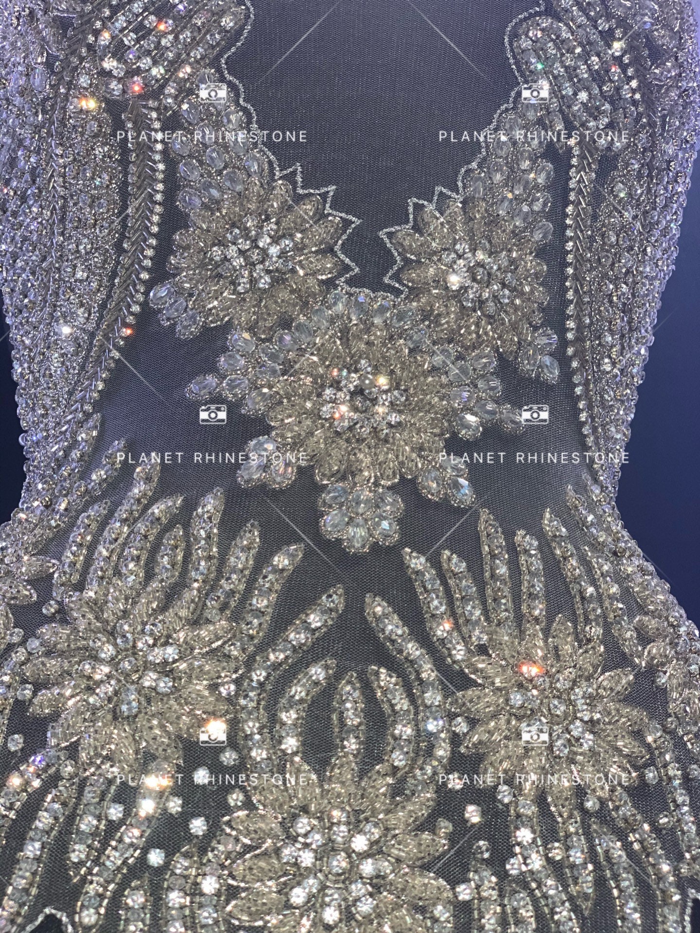 Rhinestone Dress Applique Rhinestone Fabric Applique