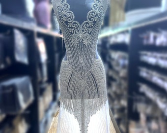 Gaby Rhinestone Bodice | Rhinestone Mesh Applique | Rhinestone Embellishments Embroidery