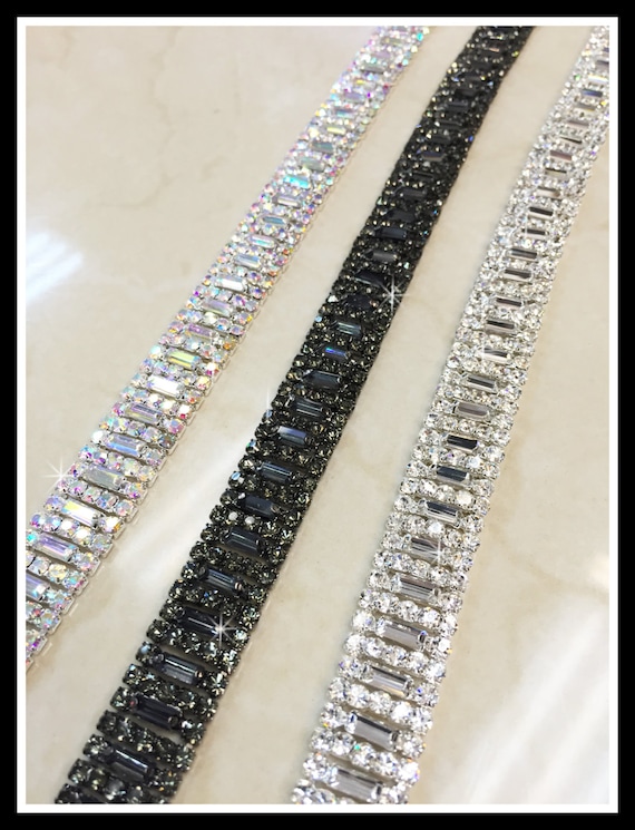 1 yard Rhinestone trim/ Rhinestone Chain/ Formal gown belt/ Swarovski shine #0190