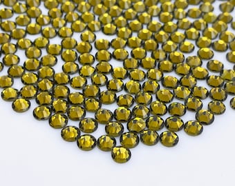 Olivine color Glass Flatback Rhinestones 1440Pcs SS6 SS10 SS12 SS16 SS20 SS30