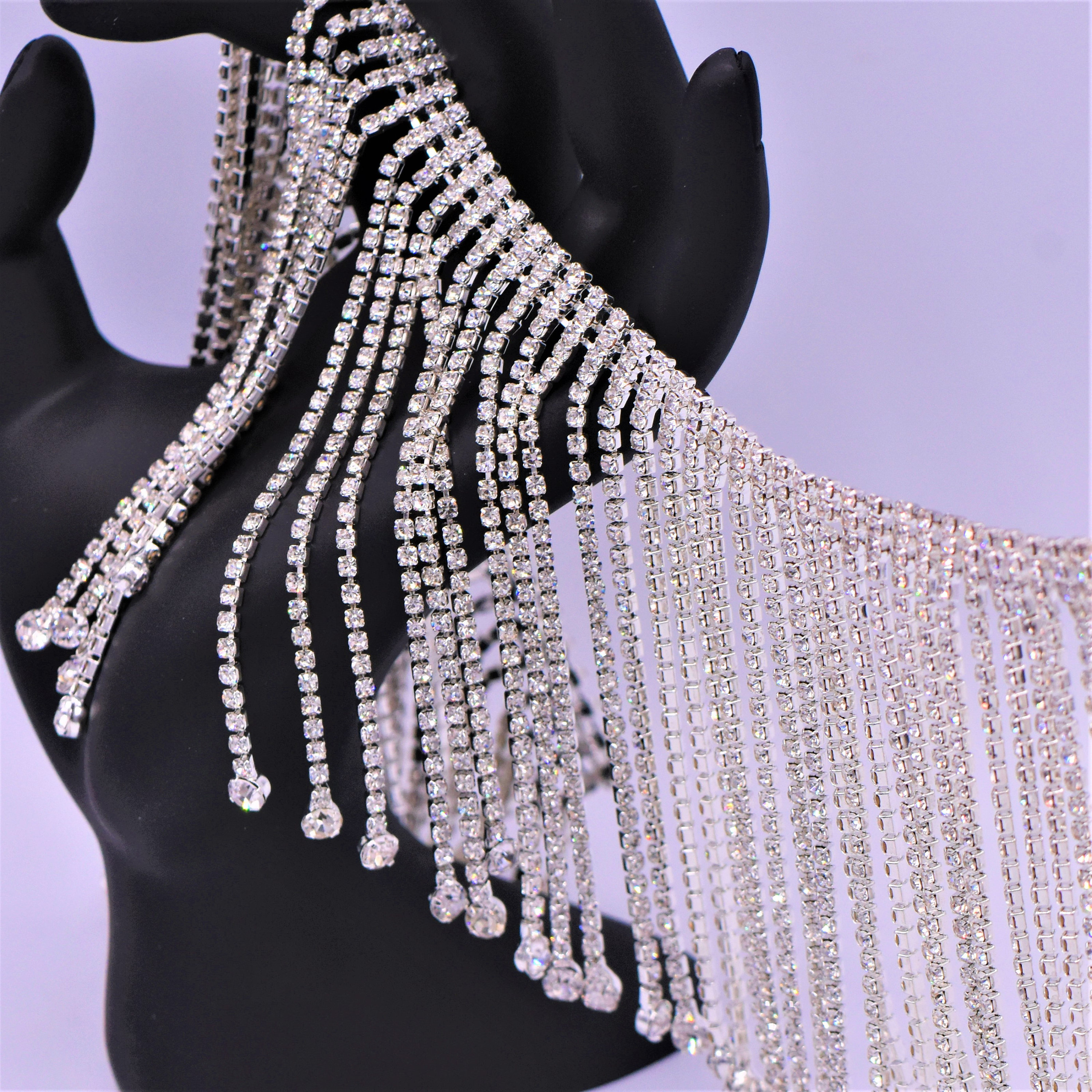 30cm/Lot Tassel Crystal Rhinestone Fringe Trim Bling Diamond