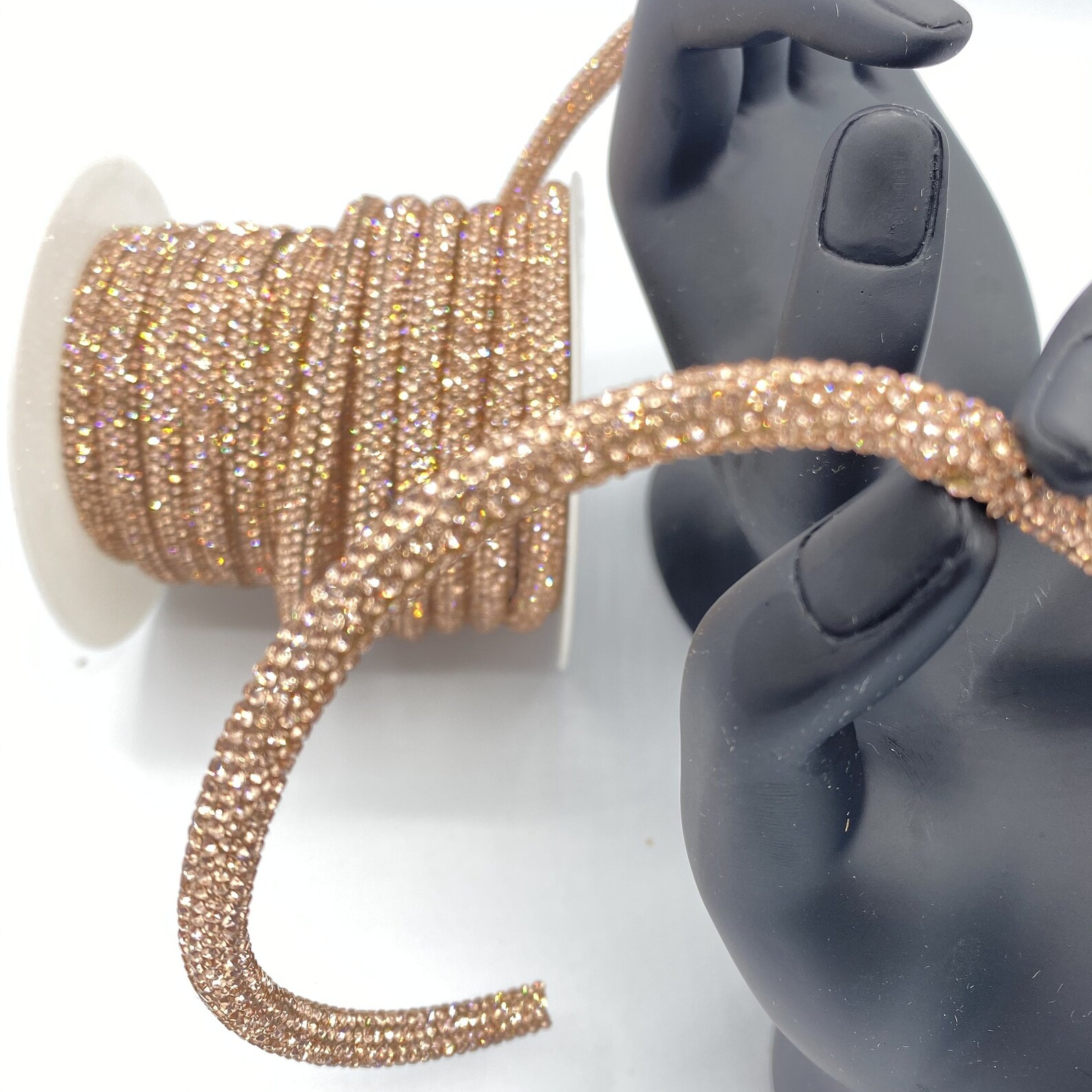 Rhinestone String Rhinestone Cord Silver Black Rose Etsy