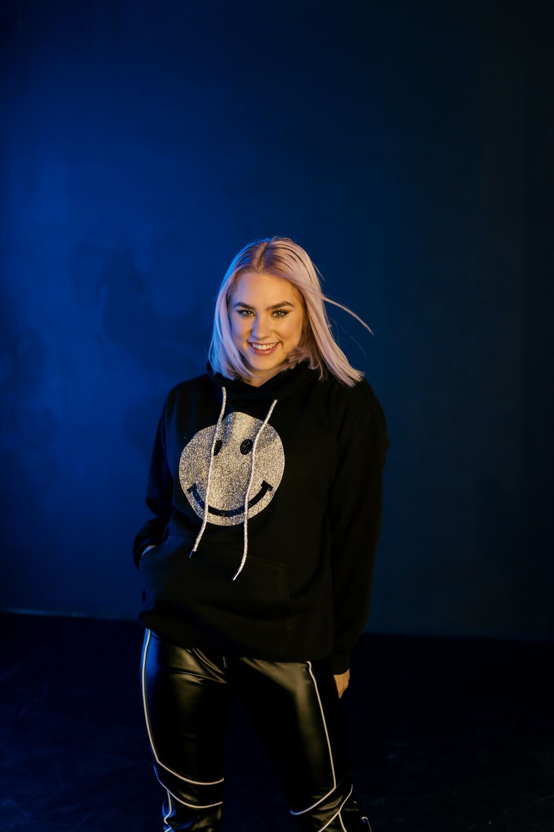 Rhinestone Smiley Sparkly Smiley Face Hoodie Happy Face Hoodie