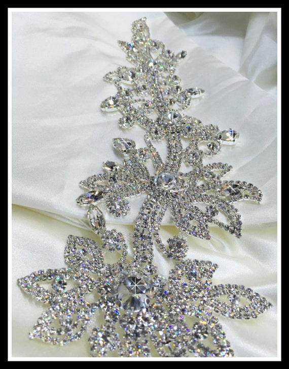 One of a kind elegant Rhinestone Bridal Sash Applique ~ Swarovski quality #0159