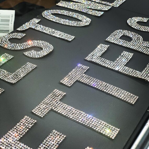 3" rhinestone iron on letters /diy jacket letters/rhinestone letter for fabric/