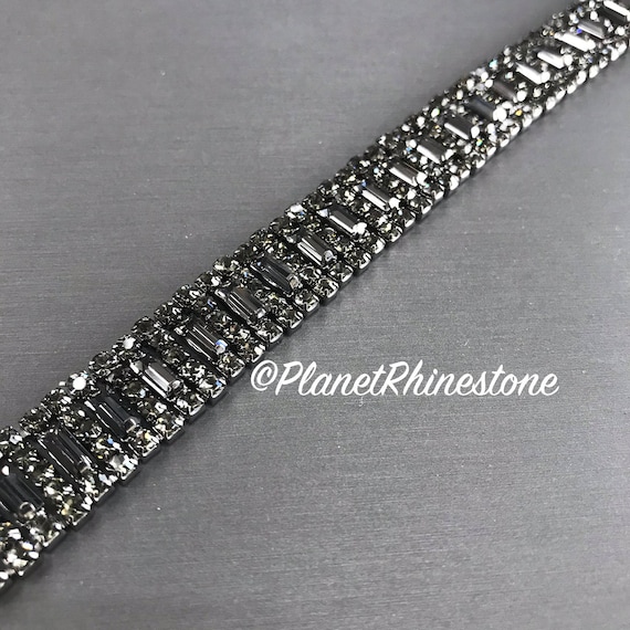Black Rhinestone trim/ Rhinestone Chain/ Formal gown belt/ Swarovski shine #0190
