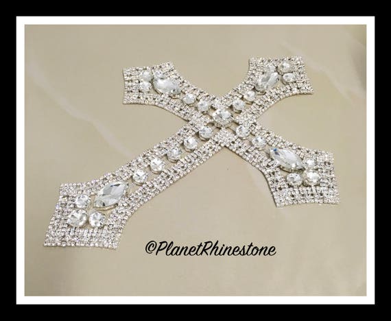 X-Large - Rhinestone Cross Applique/ Swarovski Shine/ Baptism/ first communion #CR-1