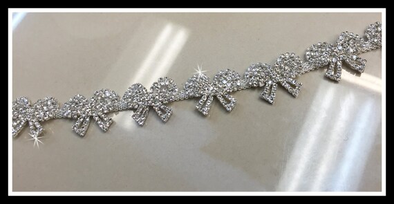 Medium Rhinestone Bows by the Yard #0337