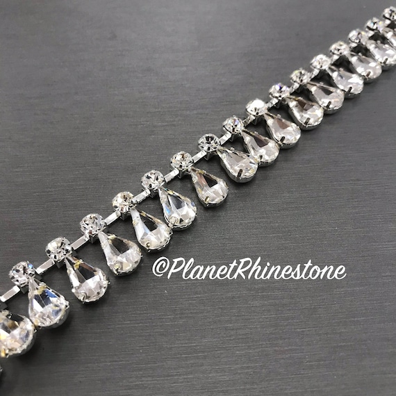 Silver Tear Drop Crystal Trim #T-D