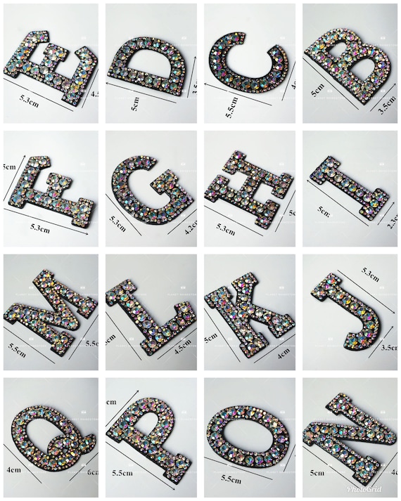 Rhinestone Iron On Letters /Clear AB / Rhinestone patches for DIY Iron On Alphabet