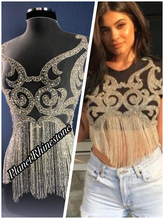 Rhinestone and beads bodice