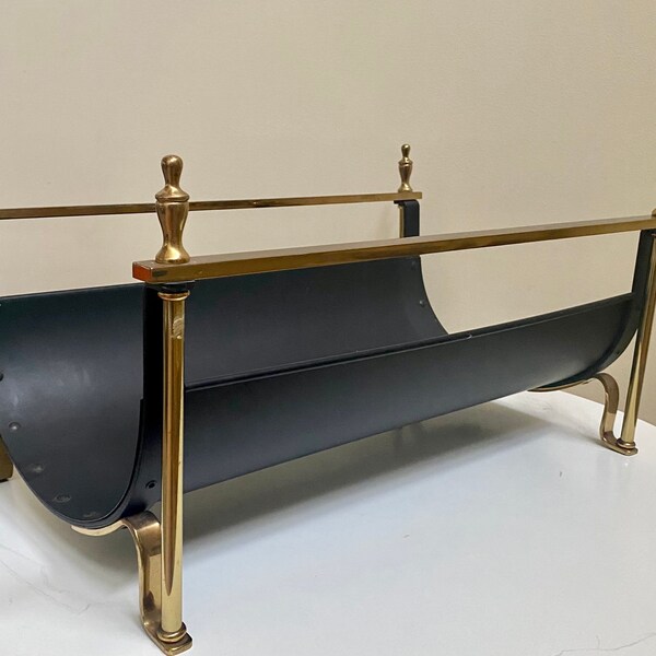 Hollywood Regency Brass and Iron Log Holder