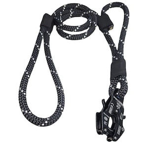 Correa para perros de escalada profesional resistente de 11 mm con doble asa y clip Kong FROG de liberación rápida
