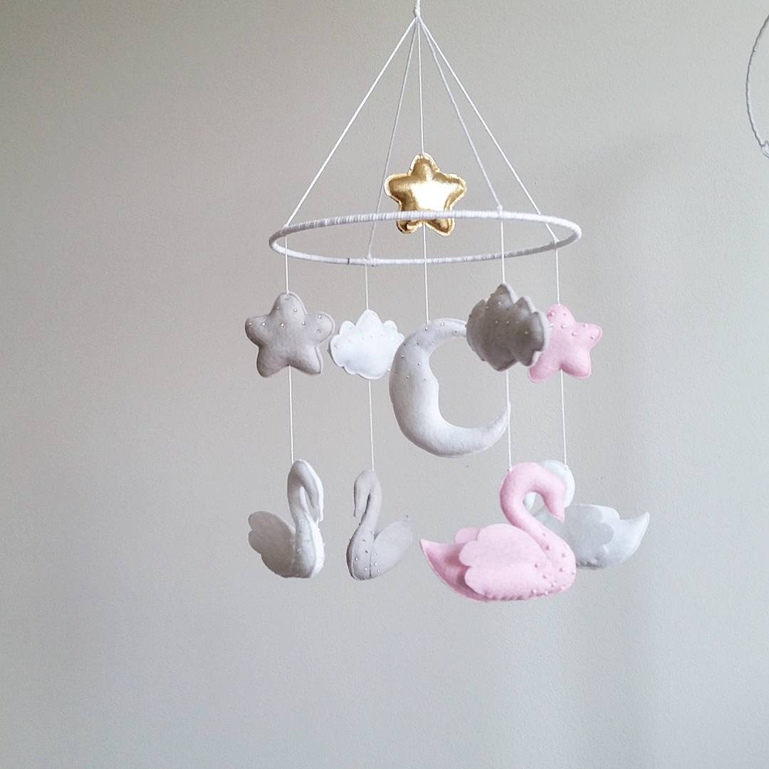 Baby crib mobile swan mobile nursery mobile baby kit Etsy