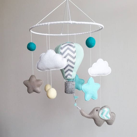 Baby Crib Mobile Air Balloon Mobile Nursery Mobile Baby Kit Etsy