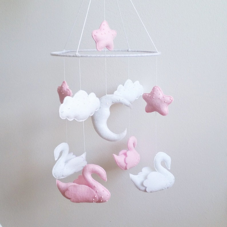 Baby Crib Mobile Swan Mobile Nursery Mobile Baby Kit Etsy