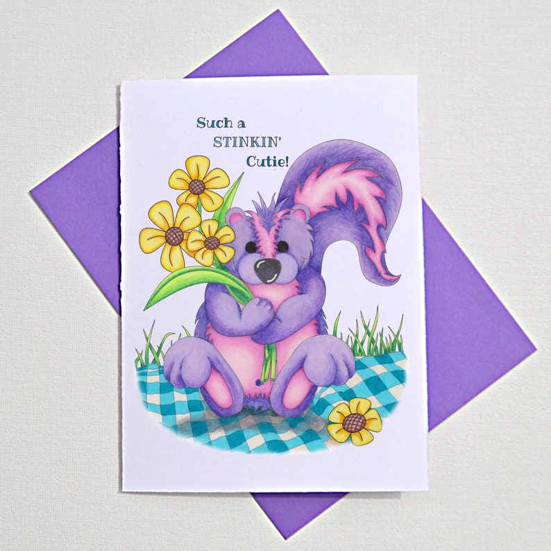 new baby greeting card funny animal card baby card congratulations on your baby greeting card baby gifts stinker cute skunk punny card