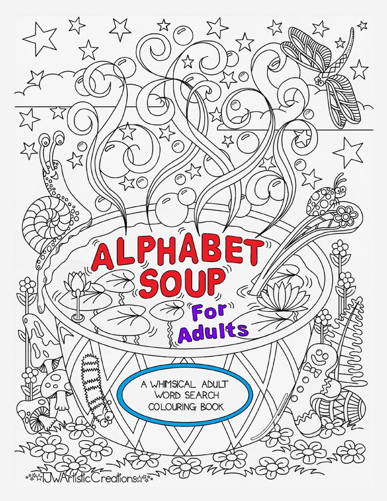 Alphabet Soup for Adults adult coloring alphabet coloring | Etsy