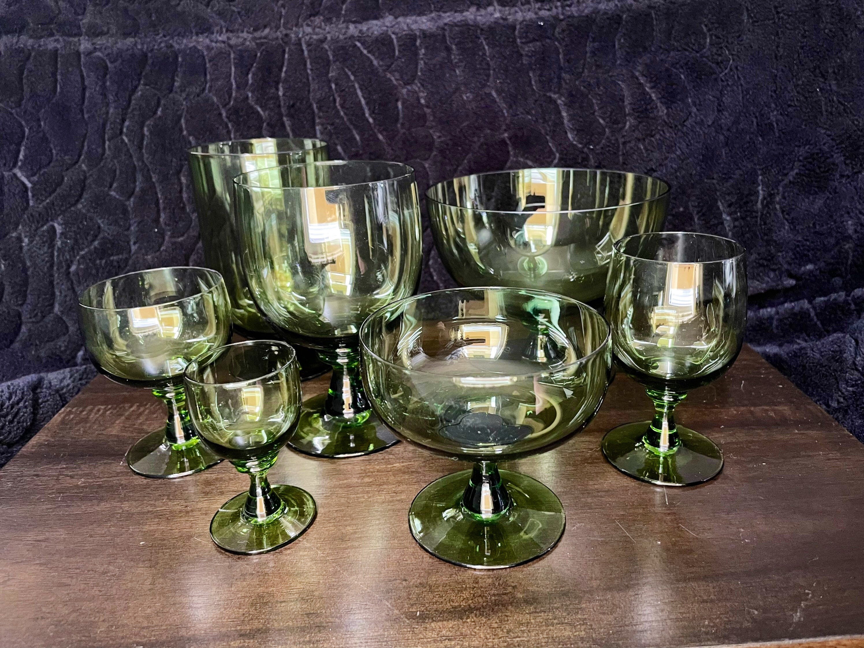 7 Vintage Olive Green Wine Tasting Glasses Decorative Etsy