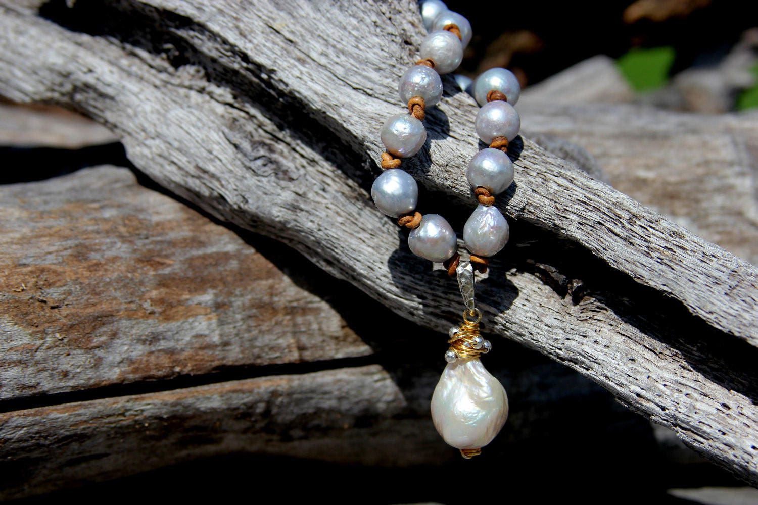 Baroque Pearl Pendant With Sterling Silver and Vermeil