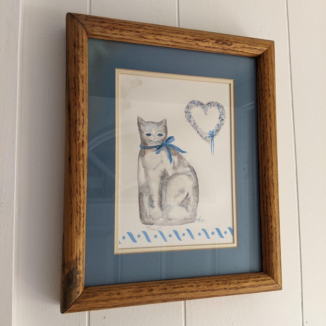 Vintage Signed Watercolor Cat Painting / Country Cat Painting Etsy