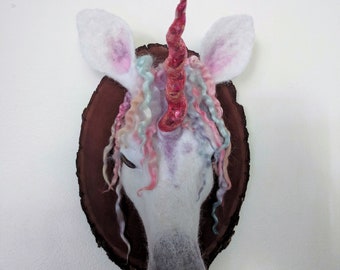 Needle Felted Sculpture, Unicorn Head Mask