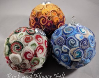 Felted Swirl Art Christmas Ornament