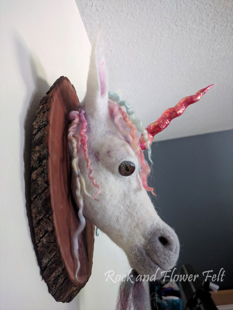 Needle Felted Sculpture Unicorn Head Mask