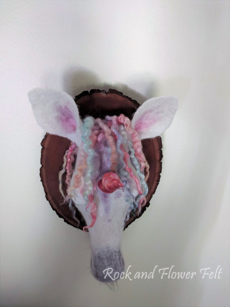 Needle Felted Sculpture Unicorn Head Mask