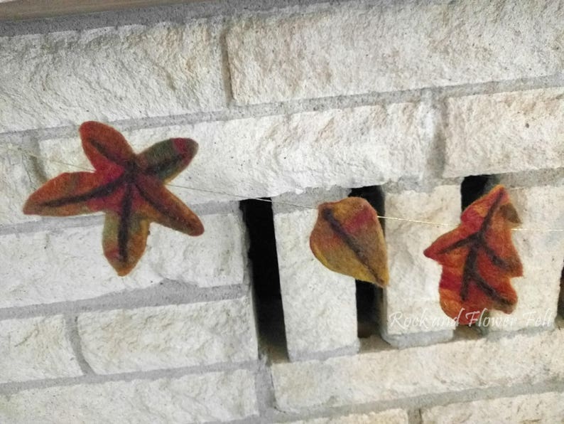 Wet Felted Fall Leaves Garland image 1