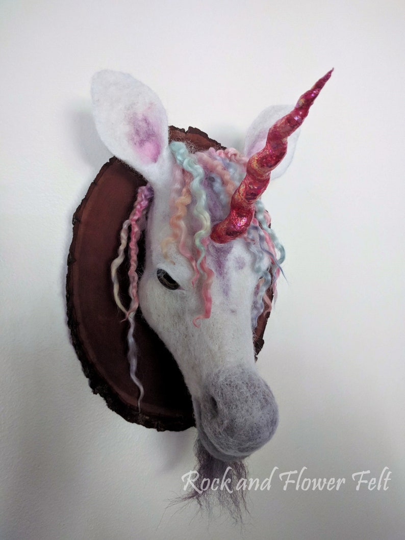 Needle Felted Sculpture Unicorn Head Mask