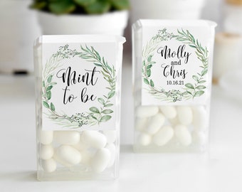 Printed Wedding Favor Stickers for Mint Boxes - Mint to Be Favors Wedding Shower Favor Label, Rustic Wedding / Leaf Wreath Foliage / LW18